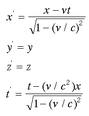 [Missing Graphic] Equations of the Lorentz transformations